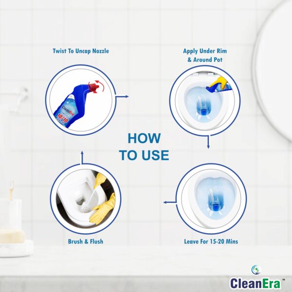 Clean Era Power Plus 10/10 Stain Removal Disinfectant Toilet Cleaner 250 ML Pack Of 2 - Image 4