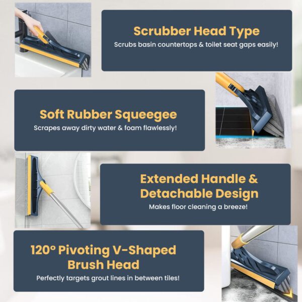 2-in-1 Bathroom Cleaning Brush With Wiper - Image 4